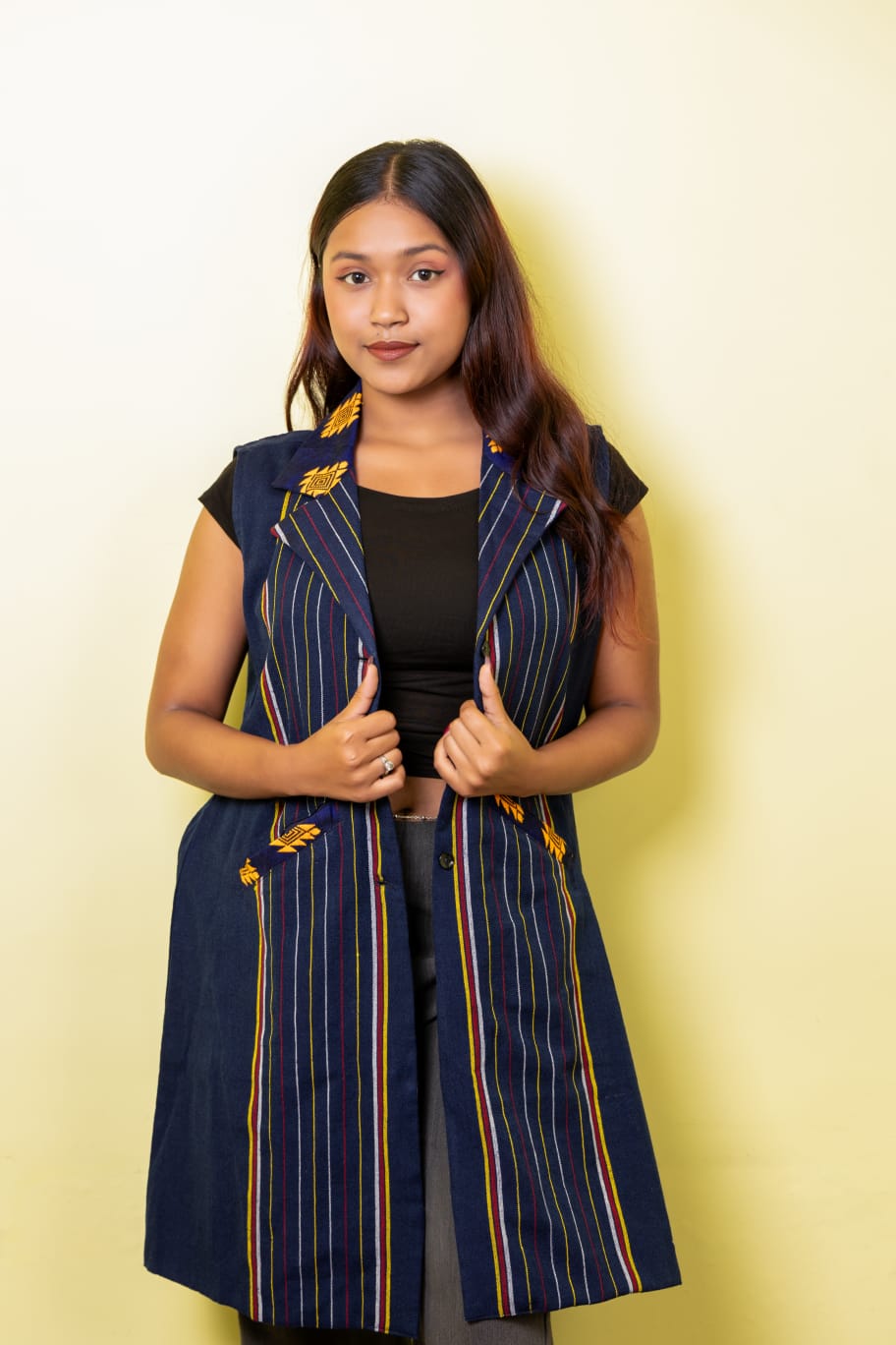 Navy Blue Long Shrug